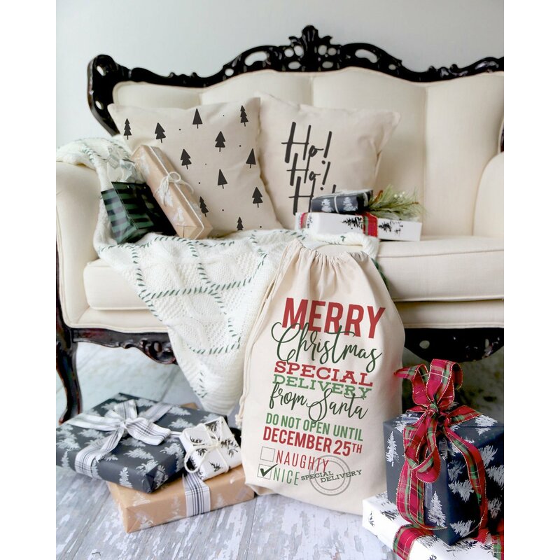 Bonny Christmas Trees Cotton 16" Throw Pillow Cover CYS114