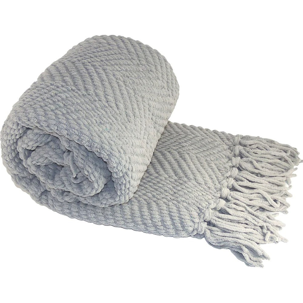 Boon Knitted Tweed Couch Throw - 50" x 60" - Silver