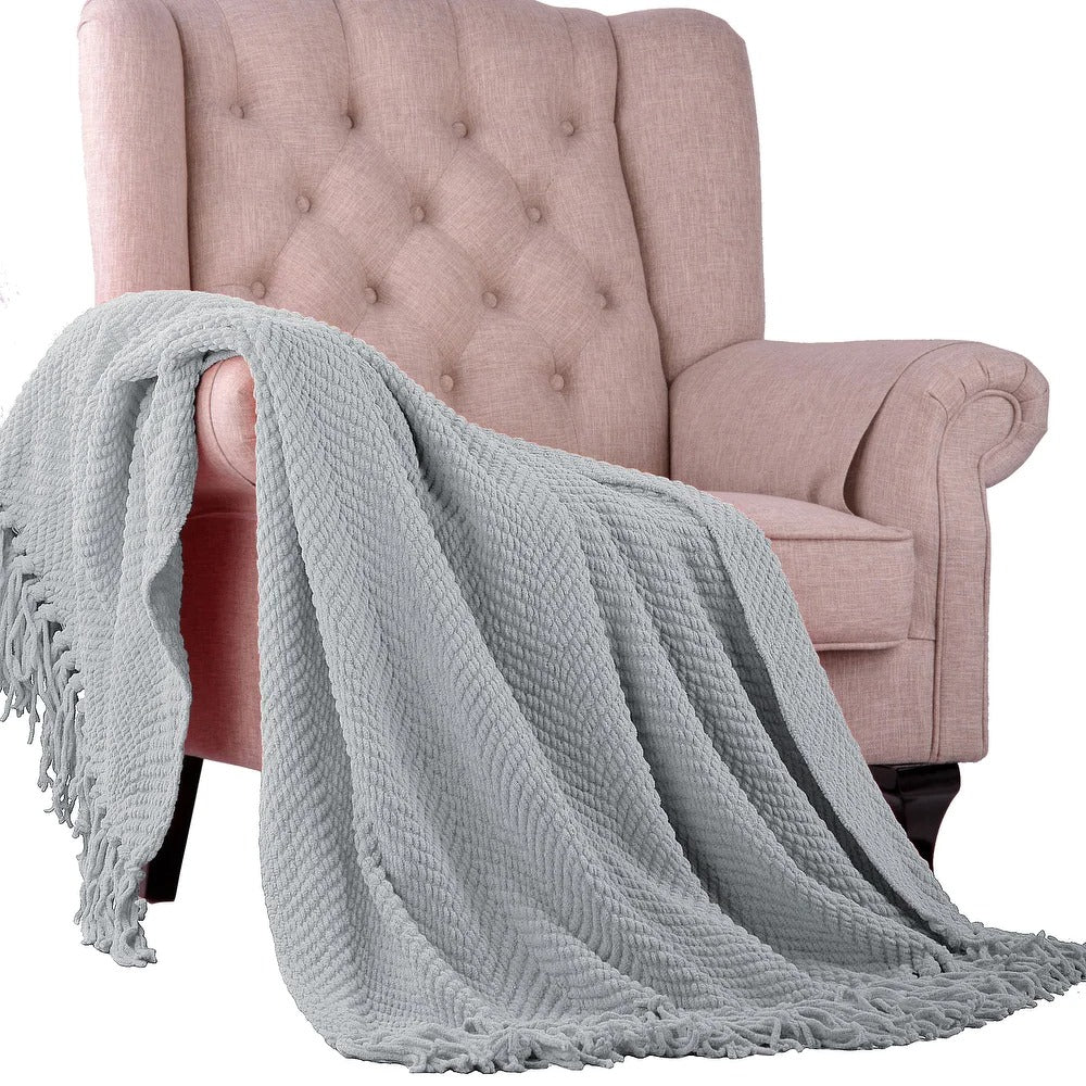 Boon Knitted Tweed Couch Throw - 50" x 60" - Silver