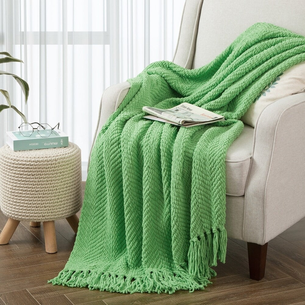 Boon Knitted Tweed Couch Throw - 60" x 80" - Green Eyes