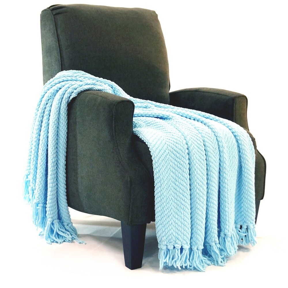 Boon Knitted Tweed Couch Throw - 50" x 60" - Aquamarine