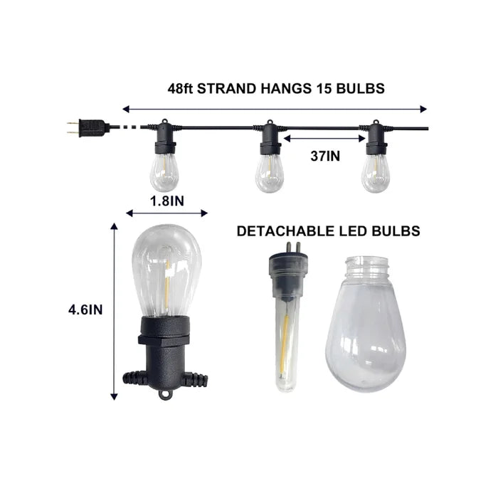 Boone 48'' Outdoor 15 - Bulb Standard String Light (End to End Connectable)