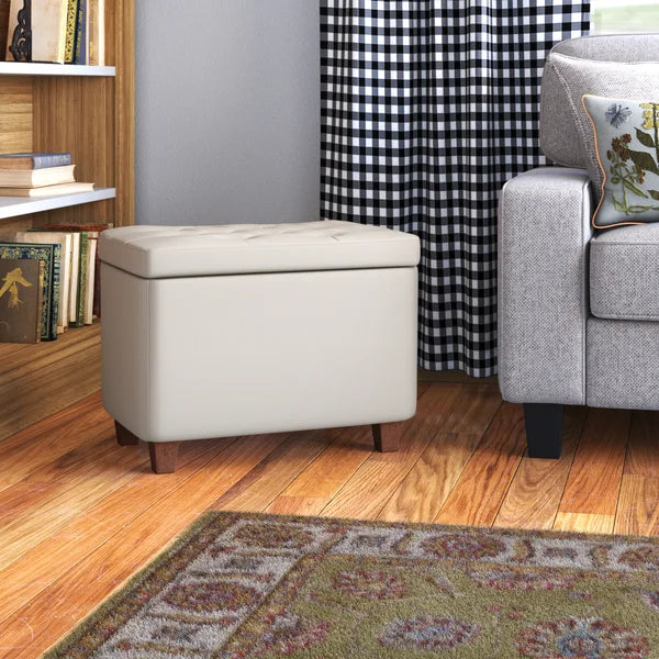Borchert 24'' Wide Faux Leather Tufted Rectangle Storage Ottoman with Storage