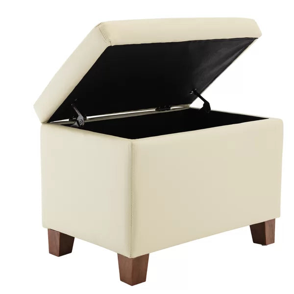 Borchert 24'' Wide Faux Leather Tufted Rectangle Storage Ottoman with Storage