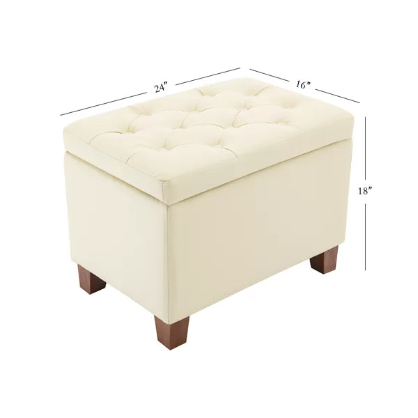 Borchert 24'' Wide Faux Leather Tufted Rectangle Storage Ottoman with Storage