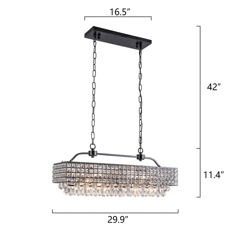 Boredale 5 - Light Kitchen Island Rectangle Chandelier with Crystal Accents