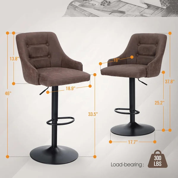 Borg Swivel Adjustable Height Bar Stool