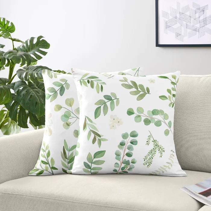 Botanical Leaf Decorative Square Pillow Cover & Insert (Set of 2)