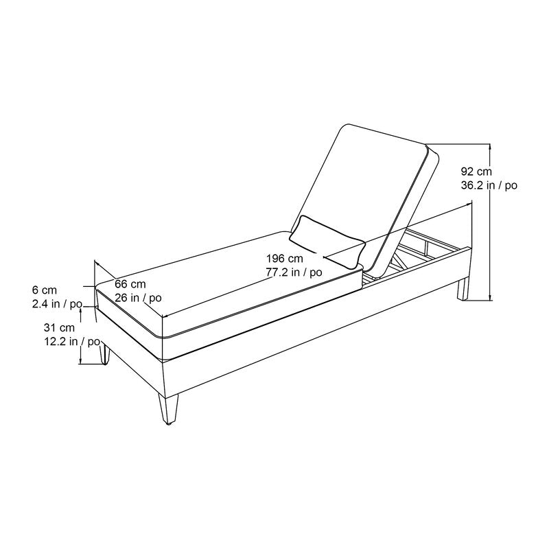 Bottega 77.17'' Long Reclining Single Chaise with Cushions CYB555