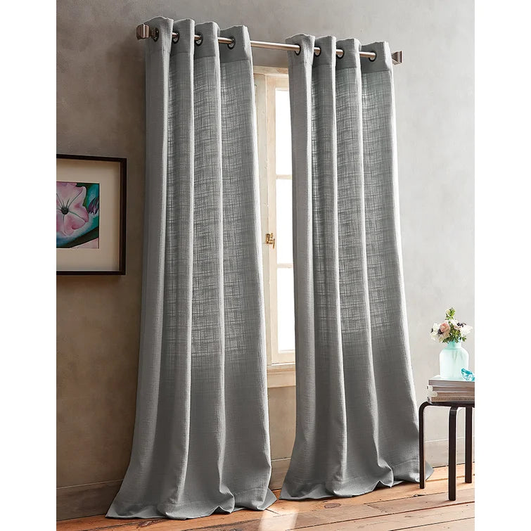 Boucle Solid Semi-Sheer Grommet Curtain Panels, 50"W x 63"L (Set of 2)