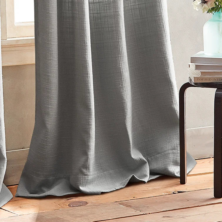 Boucle Solid Semi-Sheer Grommet Curtain Panels, 50"W x 63"L (Set of 2)
