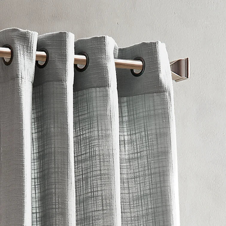 Boucle Solid Semi-Sheer Grommet Curtain Panels, 50"W x 63"L (Set of 2)