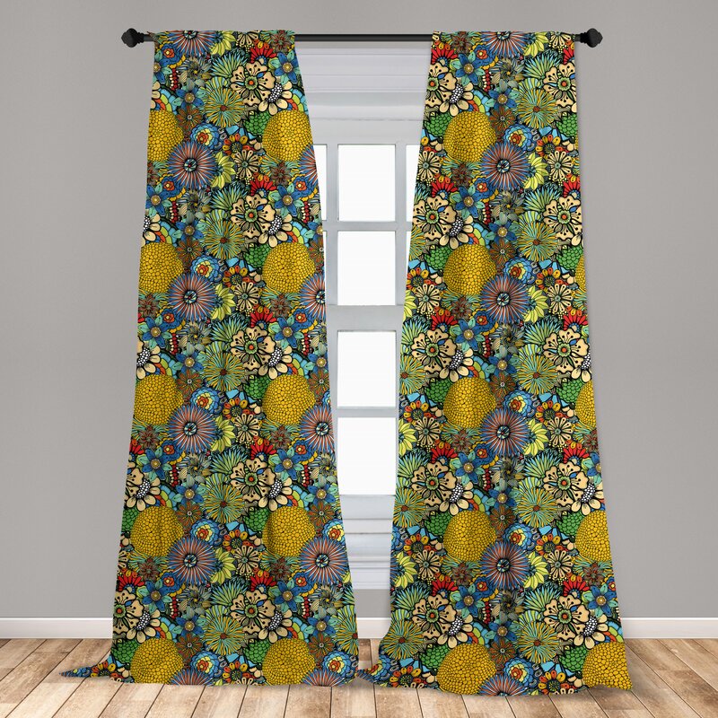 Boulmane Garden Art Floral Room Darkening Rod Pocket Curtain Panels (Set of 2) B1-DS69