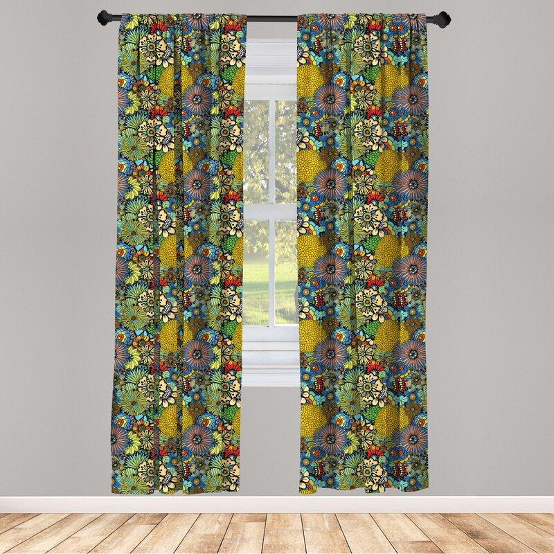 Boulmane Garden Art Floral Room Darkening Rod Pocket Curtain Panels (Set of 2) B1-DS69