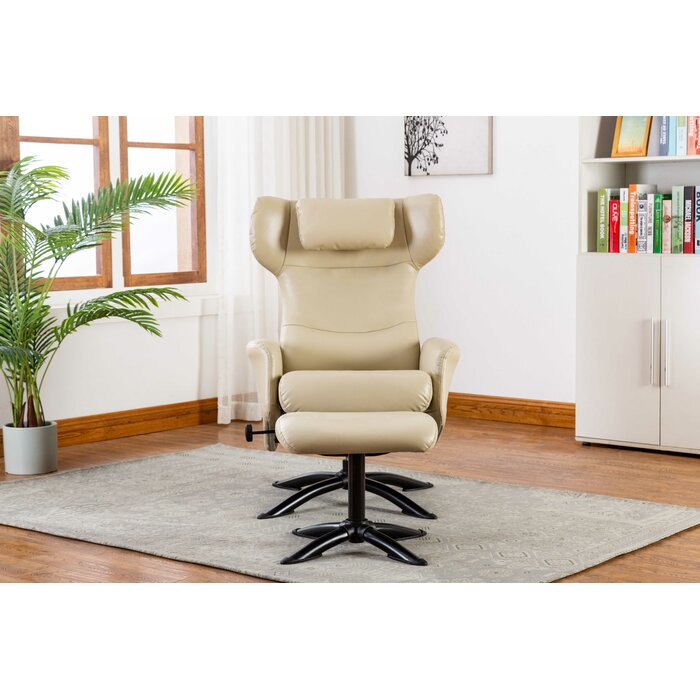 Bourkelands 28.7'' Wide Faux Leather Manual Ergonomic Recliner with Ottoman (Set of 2)