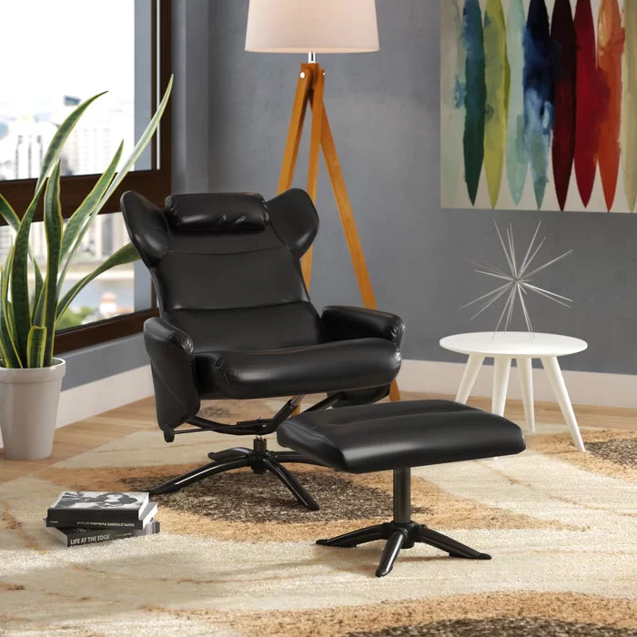 Bourkelands 28.7'' Wide Faux Leather Manual Ergonomic Recliner with Ottoman