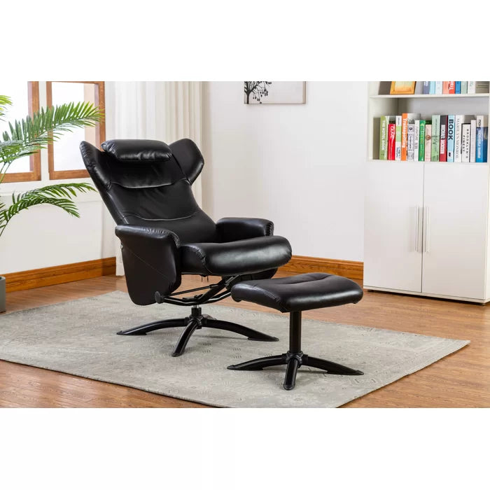 Bourkelands 28.7'' Wide Faux Leather Manual Ergonomic Recliner with Ottoman