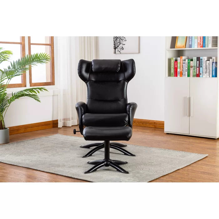 Bourkelands 28.7'' Wide Faux Leather Manual Ergonomic Recliner with Ottoman