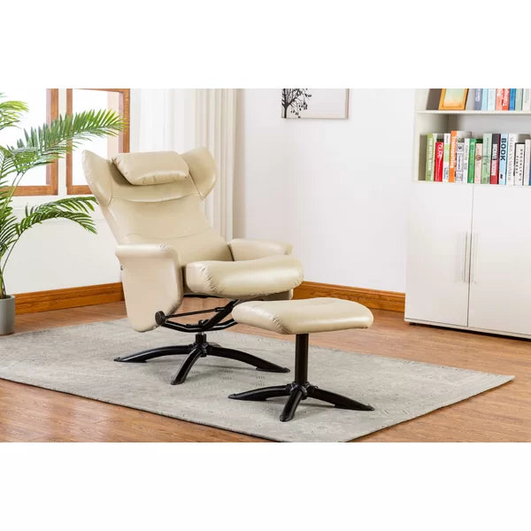 Bourkelands 28.7'' Wide Faux Leather Manual Ergonomic Recliner with Ottoman