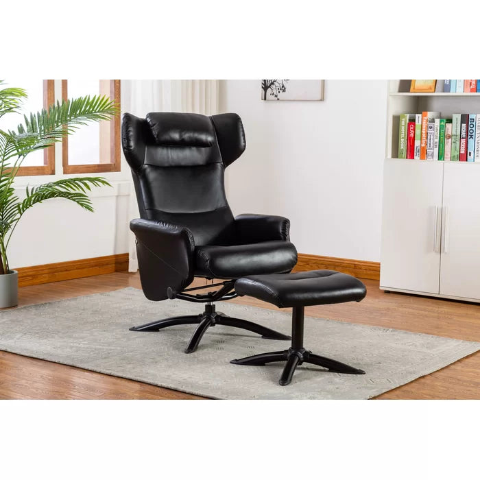 Bourkelands 28.7'' Wide Faux Leather Manual Ergonomic Recliner with Ottoman