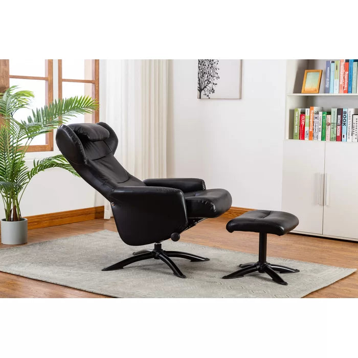 Bourkelands 28.7'' Wide Faux Leather Manual Ergonomic Recliner with Ottoman