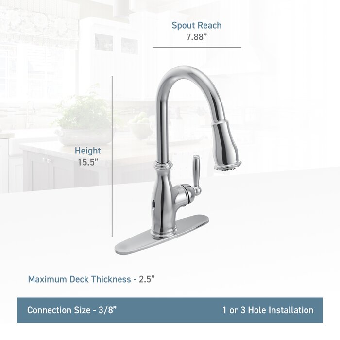Oil-Rubbed Bronze Brantford Pull Down Touchless Single Handle Kitchen Faucet with MotionSense Wave and Power Clean Spray