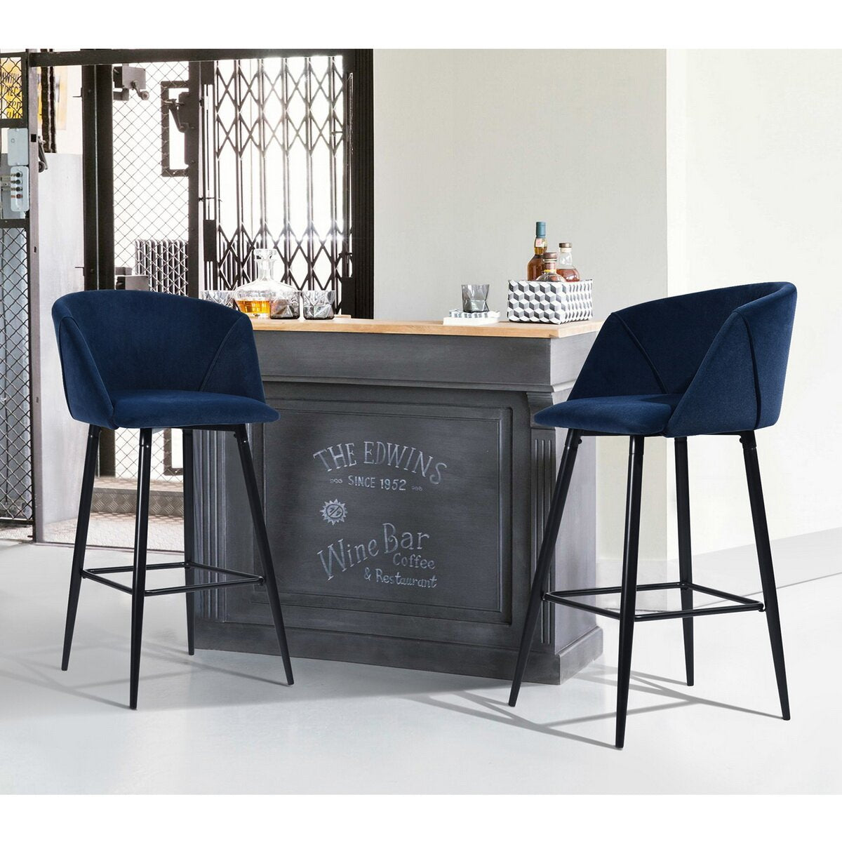 Blue Braxton Bar Stool (Set of 2) K7783