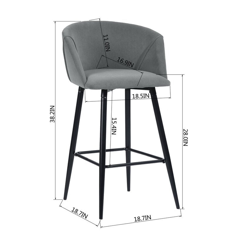 Gray Braxton Bar Stool (Set of 2) pt1077