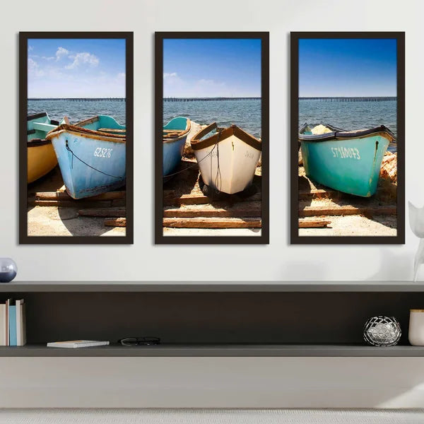 52.5" W x 33.5" H x 1" D Breakwater Boats by Danita Delimont - 3 Piece Picture Frame Photograph