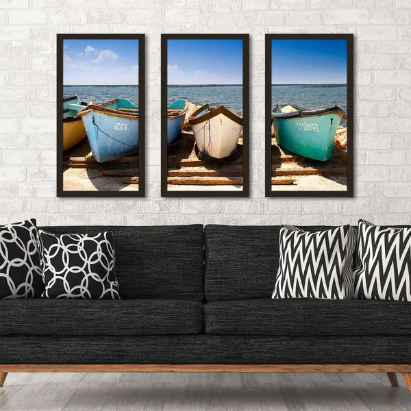 52.5" W x 33.5" H x 1" D Breakwater Boats by Danita Delimont - 3 Piece Picture Frame Photograph