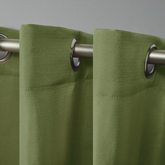 Breanna Solid Semi-Sheer Outdoor Grommet 96" Curtain Panels (Set of 2), Kiwi Green #HA1050