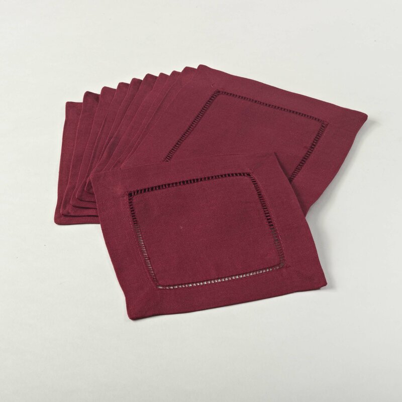 Burgundy Brenza Cocktail 6" Linen Napkin Set (Set of 2)