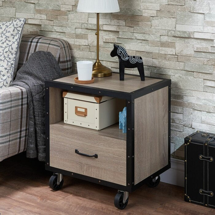 Bresnahan Rectangular Rustic 1 Drawer Nightstand #HA740