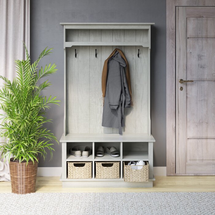 Fairfax Oak Bridget Hall Tree with Open Storage Salvage & Co Indy