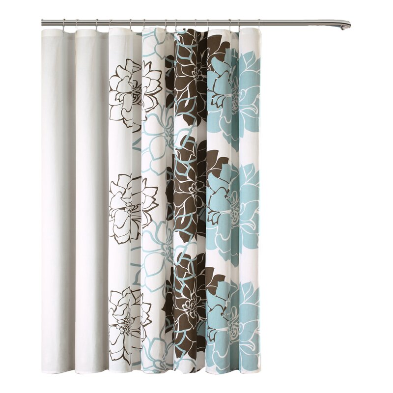 Blue / Brown Broadwell Cotton Single Shower Curtain SC156