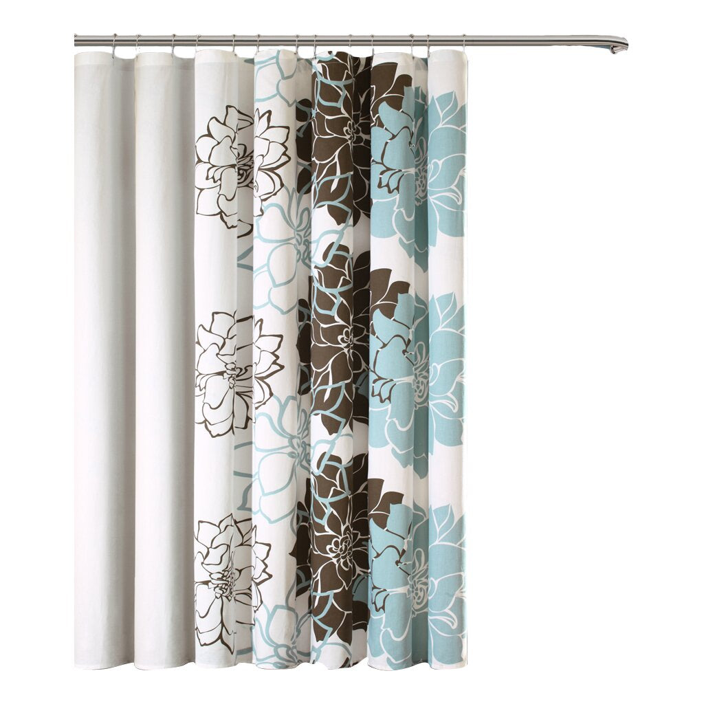 72" x 72" Blue / Brown Broadwell Cotton Single Shower Curtain SC421