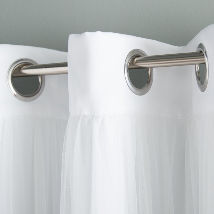 52" W x 96" L Brockham Solid Tulle Overlay Room Darkening Grommet Curtain Panels (Set of 2)