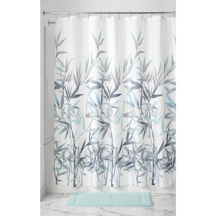 72'' H x 72'' W Mint/Gray Brodin Floral Single Shower Curtain