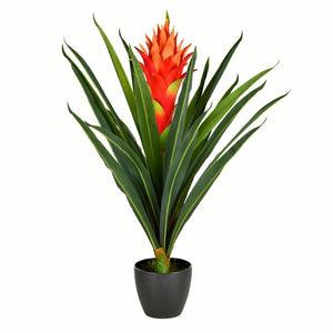 Bromeliad Real Touch Leaves Flowering Plant in Pot 2263