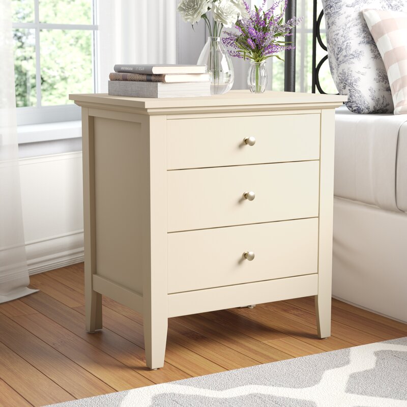 Beige Bronislaw 26'' Tall 3 - Drawer Nightstand