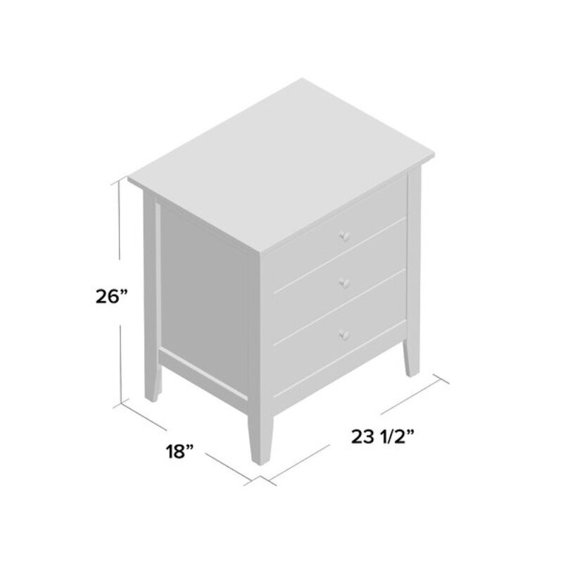 Beige Bronislaw 26'' Tall 3 - Drawer Nightstand