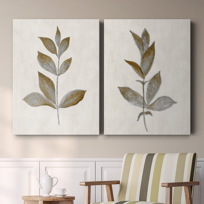 32" H x 48" W x 1" D Bronze Leaf I Print (Set of 2)