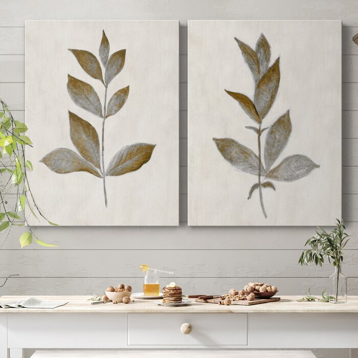 32" H x 48" W x 1" D Bronze Leaf I Print (Set of 2)