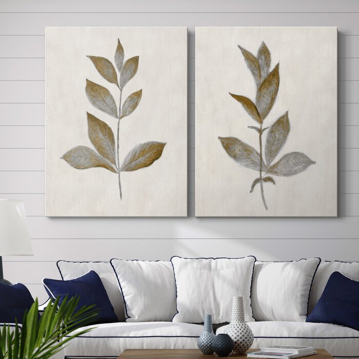 32" H x 48" W x 1" D Bronze Leaf I Print (Set of 2)