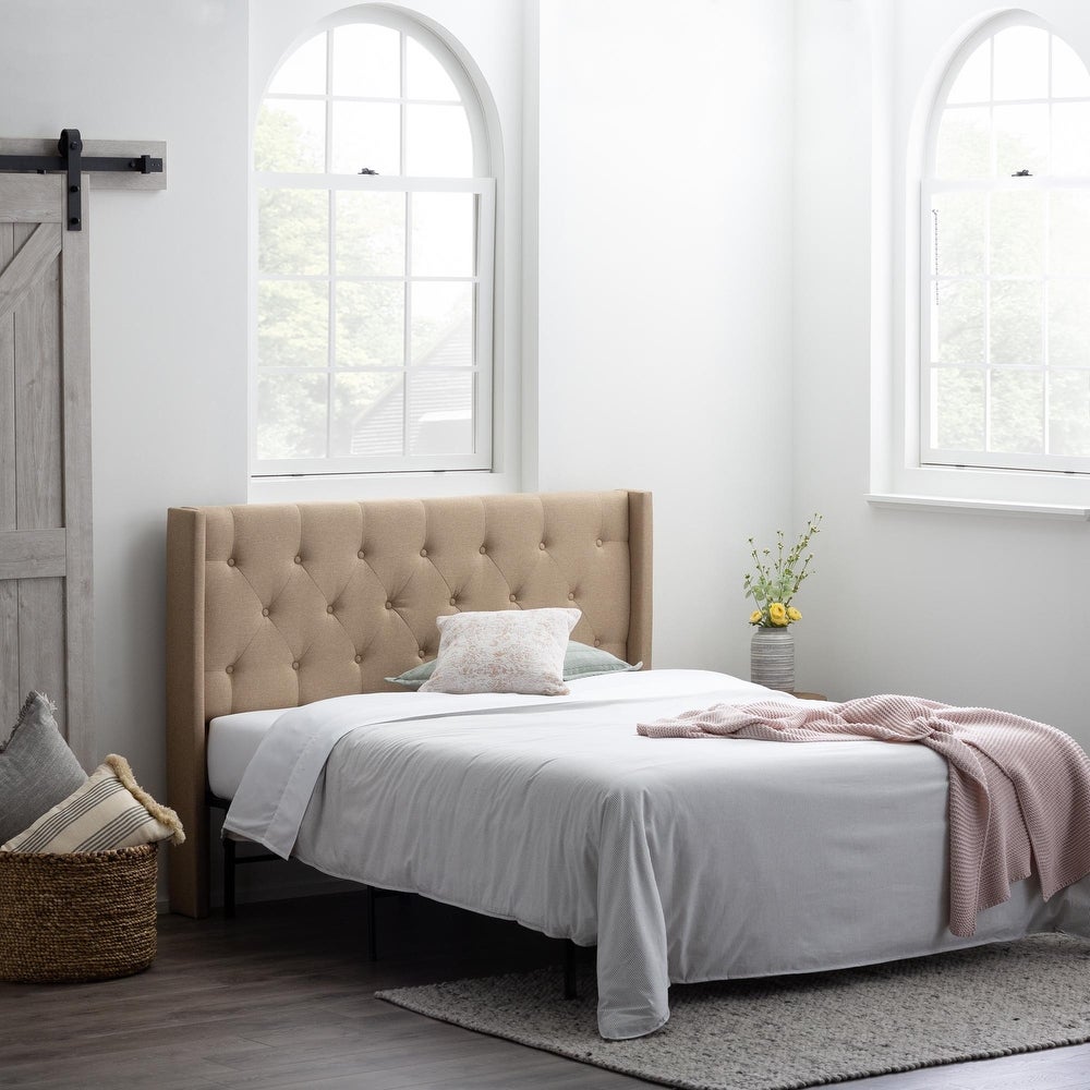 Bella Low Profile Wingback Headboard, Latte - King (#K5664)