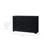 Black Brookside 6 Drawer Double Dresser
