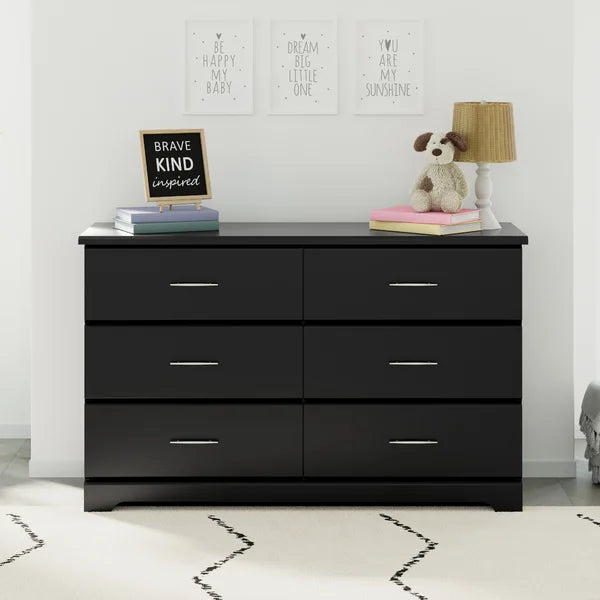 Black Brookside 6 Drawer Double Dresser