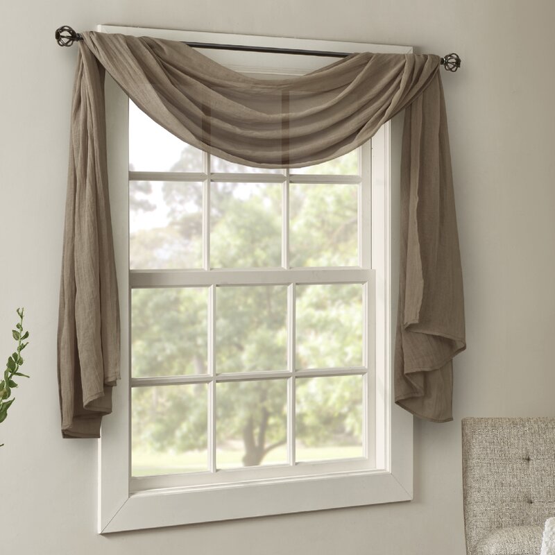 42" W x 144" L Bruggeman Solid Sheer Window Scarf