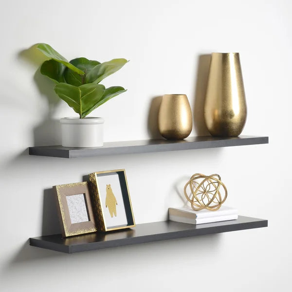 0.5" H x 36" W x 10" D Black Brusly Floating Shelf (Set of 2)