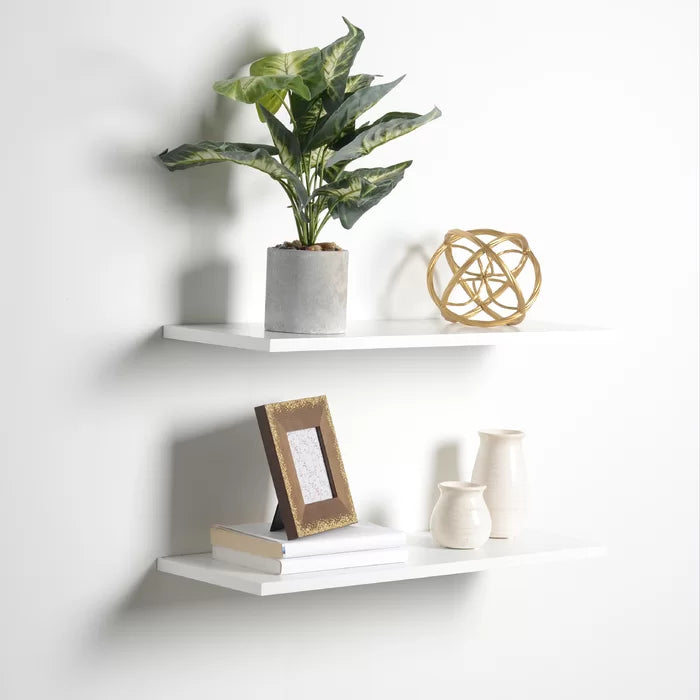 0.5" H x 24" W x 8" D White Brusly Floating Shelf (Set of 2)